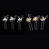 Max 3Pcs Bridal Wedding Leaf Crystal Hair Pins Hair Accessories Headpiece Silver