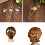 Max 3Pcs Bridal Wedding Leaf Crystal Hair Pins Hair Accessories Headpiece Silver