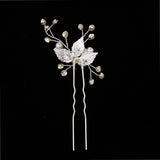 Max 3Pcs Bridal Wedding Leaf Crystal Hair Pins Hair Accessories Headpiece Silver