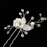 Max 3Pcs Bridal Wedding Leaf Crystal Hair Pins Hair Accessories Headpiece Silver