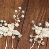 Max 3Pcs Bridal Wedding Leaf Crystal Hair Pins Hair Accessories Headpiece Silver