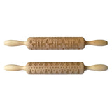 Christmas Wooden Embossed Rolling Pin Baking Cookies Biscuit Fondant Decor