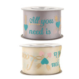 Max All You Need is Love Silk Satin Ribbons Roll Gift Package Craft Silvery Grey