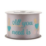 Max All You Need is Love Silk Satin Ribbons Roll Gift Package Craft Silvery Grey