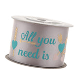 Max All You Need is Love Silk Satin Ribbons Roll Gift Package Craft Silvery Grey