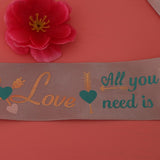 Max All You Need is Love Silk Satin Ribbons Roll Gift Package Craft Silvery Grey