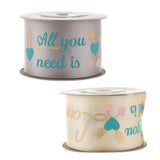 Max All You Need is Love Silk Satin Ribbons Roll Gift Package Craft Silvery Grey
