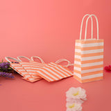 6pcs Paper Striped Candy Gift Bags Handle Tote Bag Party Favors Orange