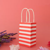 6pcs Paper Striped Candy Gift Bags Handle Tote Bag Party Favors Red