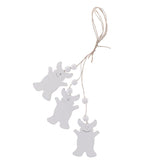 White Christmas Ornament Wooden Hanging Pendants Home Decor Bear