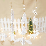 White Christmas Ornament Wooden Hanging Pendants Home Decor Christmas Tree