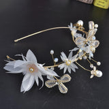 Max Wedding Bridal Flower Pearls Crystal Headband Headpieces Hair Jewelry