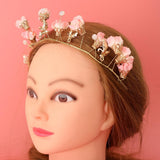 Max Bridal Silk Flower Crown Hairband Headband Tiaras Wedding Prom Decor Pink
