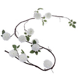 Max 6ft Artificial Silk Peony Flower Ivy Vine Hanging Garland Floral Decor White