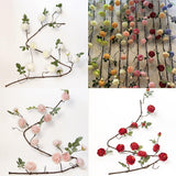 Max 6ft Artificial Silk Peony Flower Ivy Vine Hanging Garland Floral Decor White