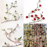 Max 6ft Artificial Silk Peony Flower Ivy Vine Hanging Garland Floral Decor White