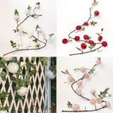 Max 6ft Artificial Silk Peony Flower Ivy Vine Hanging Garland Floral Decor White
