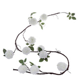 Max 6ft Artificial Silk Peony Flower Ivy Vine Hanging Garland Floral Decor White