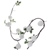 Max 6ft Artificial Silk Peony Flower Ivy Vine Hanging Garland Floral Decor White