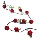 Max 6ft Artificial Silk Peony Flower Ivy Vine Hanging Garland Floral Decor Red