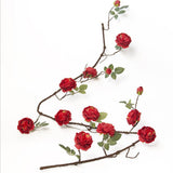 Max 6ft Artificial Silk Peony Flower Ivy Vine Hanging Garland Floral Decor Red