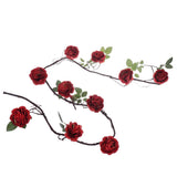 Max 6ft Artificial Silk Peony Flower Ivy Vine Hanging Garland Floral Decor Red