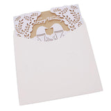 Max 10 Sets Couple Birds Wedding Invitation Cards with Envelopes and Seals White
