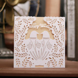 Max 10 Sets Couple Birds Wedding Invitation Cards with Envelopes and Seals White