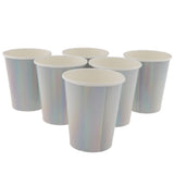 Maxbell 6 Iridescent Rainbow Silver Shiny Paper Cups Kids Birthday Tableware