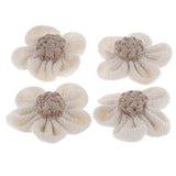 Maxbell 4pcs handmade Burlap Flowers for DIY Craft Making Wedding Decoration White