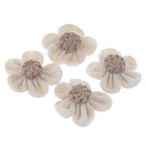 Maxbell 4pcs handmade Burlap Flowers for DIY Craft Making Wedding Decoration White