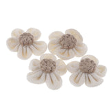 Maxbell 4pcs handmade Burlap Flowers for DIY Craft Making Wedding Decoration White
