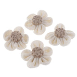 Maxbell 4pcs handmade Burlap Flowers for DIY Craft Making Wedding Decoration White