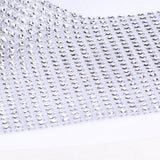 Maxbell 24 Rows 10 Yard Diamond Mesh Wrap Rhinestone Ribbon Wedding DIY Craft Silver
