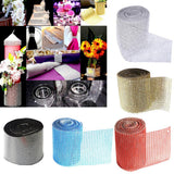 Maxbell 24 Rows 10 Yard Diamond Mesh Wrap Rhinestone Ribbon Wedding DIY Craft Silver