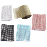 Maxbell 24 Rows 10 Yard Diamond Mesh Wrap Rhinestone Ribbon Wedding DIY Craft Silver