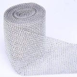 Maxbell 24 Rows 10 Yard Diamond Mesh Wrap Rhinestone Ribbon Wedding DIY Craft Silver
