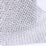 Maxbell 24 Rows 10 Yard Diamond Mesh Wrap Rhinestone Ribbon Wedding DIY Craft Silver