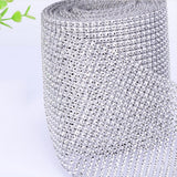 Maxbell 24 Rows 10 Yard Diamond Mesh Wrap Rhinestone Ribbon Wedding DIY Craft Silver