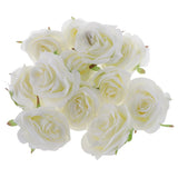 Maxbell 12pcs Artificial Silk Rose Flower Heads Wedding DIY Bouquet Decor Cream