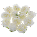 Maxbell 12pcs Artificial Silk Rose Flower Heads Wedding DIY Bouquet Decor Cream