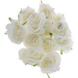 Maxbell 12pcs Artificial Silk Rose Flower Heads Wedding DIY Bouquet Decor Cream