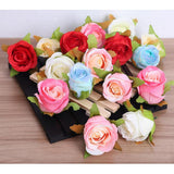Maxbell 12pcs Artificial Silk Rose Flower Heads Wedding DIY Bouquet Decor Cream