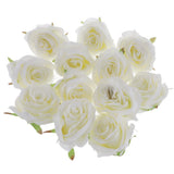 Maxbell 12pcs Artificial Silk Rose Flower Heads Wedding DIY Bouquet Decor Cream
