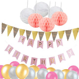Maxbell Happy Birthday Banner Set Paper Honeycomb Ball Latex Balloon Party Supplier