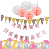 Maxbell Happy Birthday Banner Set Paper Honeycomb Ball Latex Balloon Party Supplier