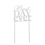 Maxbell Glitter Best Day Ever Cake Topper Wedding Engagement Party Supplier Silver