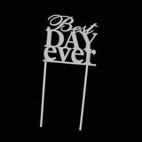 Maxbell Glitter Best Day Ever Cake Topper Wedding Engagement Party Supplier Silver