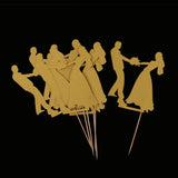Maxbell 6pcs Bride Groom Cupcake Picks Cake Toppers Wedding Party Decorations Gold