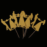 Maxbell 6pcs Bride Groom Cupcake Picks Cake Toppers Wedding Party Decorations Gold